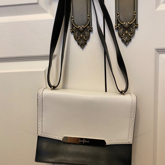 Cole Haan Gladstone Leather Black and White Shoulder Bag - Picture 2 of 8